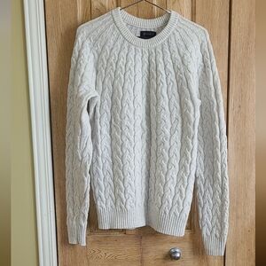 RW&CO. Cable Knit Crewneck Sweater - White/Cream